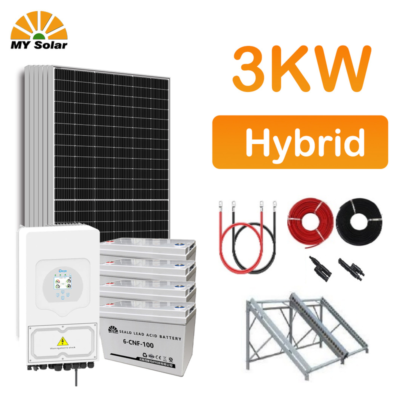 Thuisgebruik 3kw 3000W hybride zonne-elektriciteit energie-energiesystemen fotovoltaïsch paneelsysteem